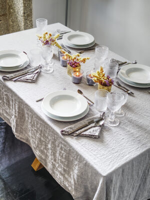 Grey linen tablecloth